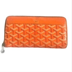 GOYARD Long Leather Wallet Matignon GM Wallet Orange Signature Chevron In Box